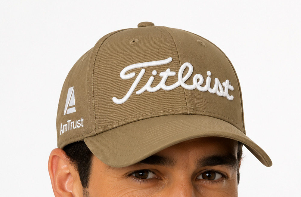 Titleist New Era AmTrust Golf Hat Cap M/L Khaki Brown Adjustable Strapback
